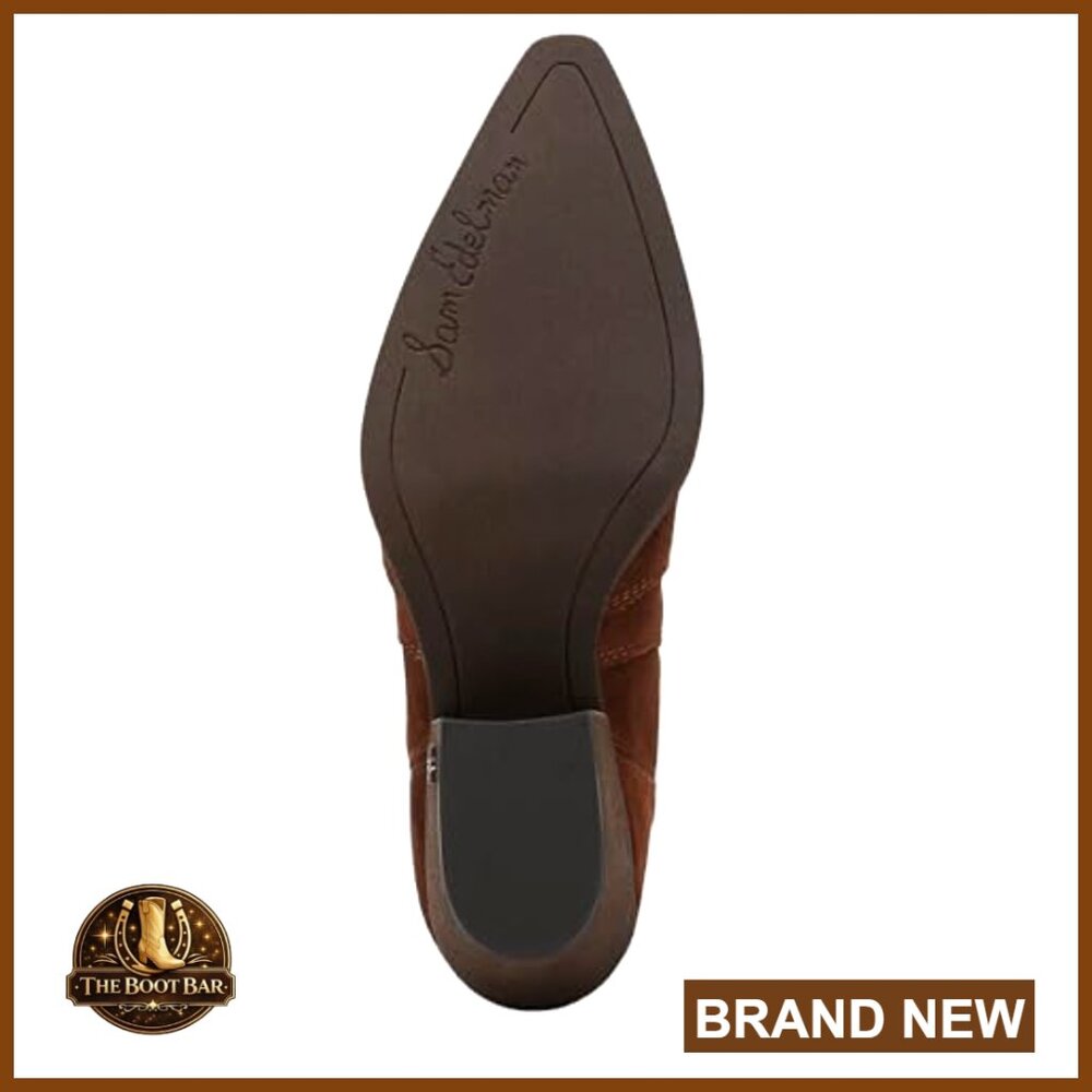Leather Ankle Booties with 2.3 Inch Heel, Pull-On Closure - Picture 4 of 6